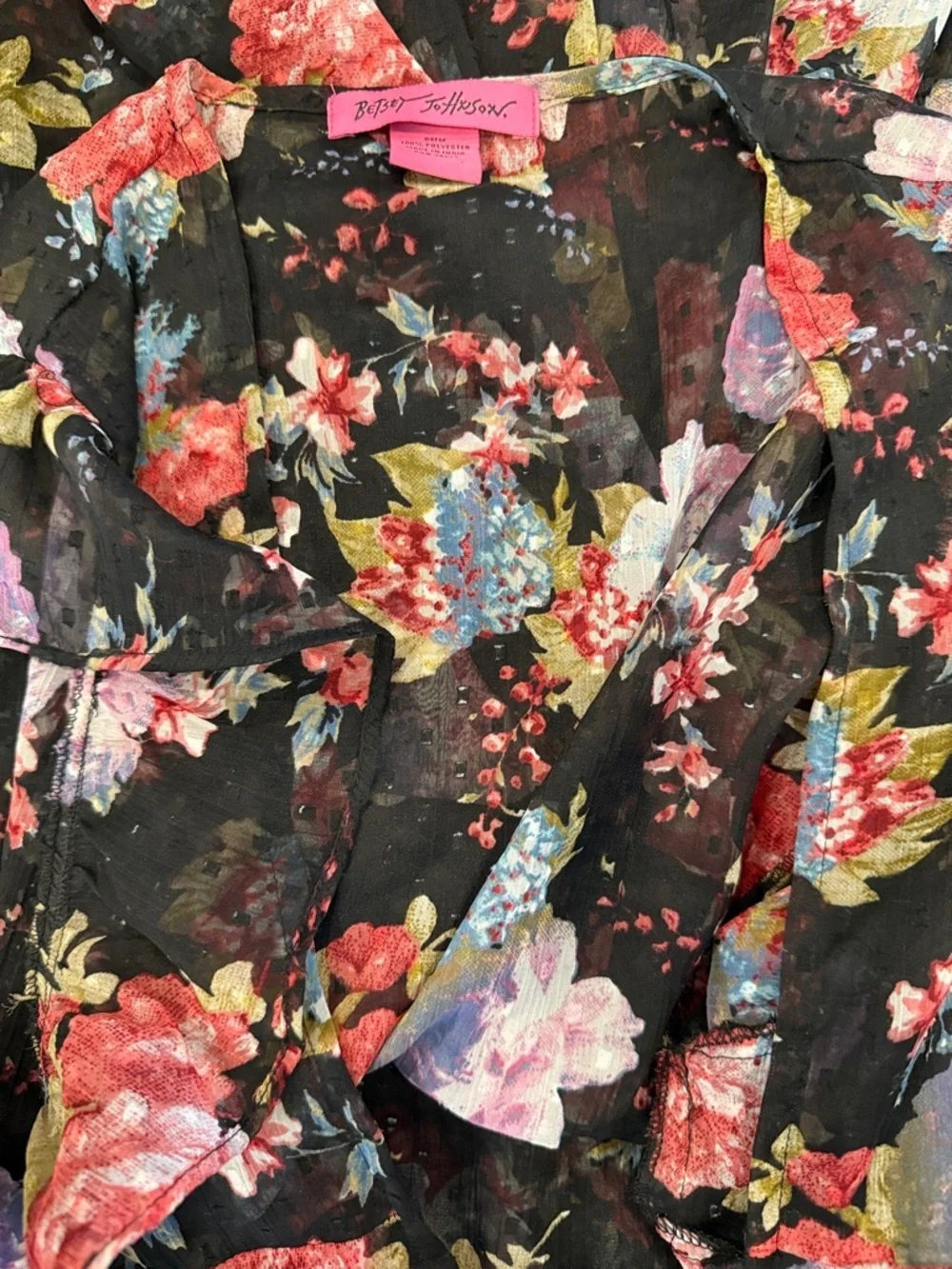 Betsey Johnson Floral Kimono  Boho Cottagecore Beach Resort Festival